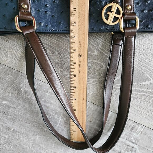 Giani Bernini Ostrich Embossed Shoulder Satchel Bag Purse Blue Faux Leather - Picture 16 of 16